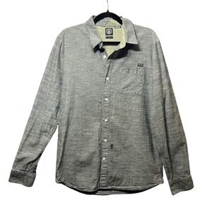 Volcom‎ Button Down Shirt Long Sleeve Casual Gray Mens Large